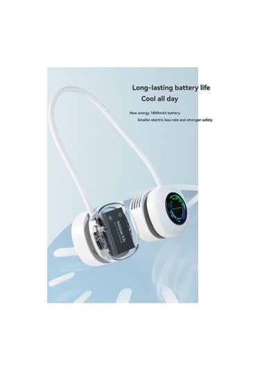 Symbee F19 Leyla Mavi Boyunbağı Usb Fan - Sessiz, 3 Vites, 1800mah Pil, 5 Saat Kullanim Süresi, Taşınabilir Turbin Tipi Mini Fan