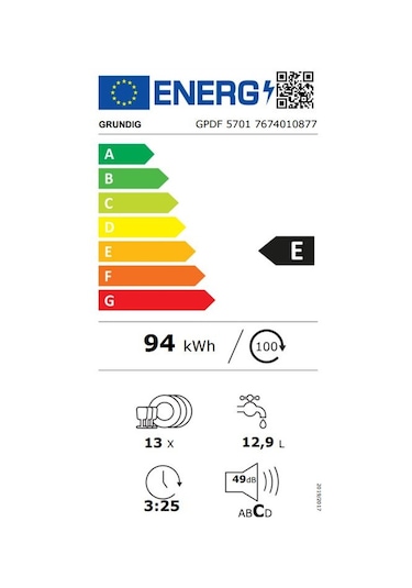 Grundig GPDF 5701 5 Programlı Bulaşık Makinesi