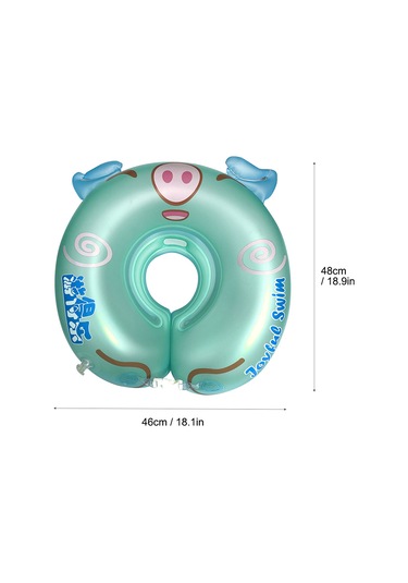 Qingmipy Bebek Boyun Simidi - 3-12 Aylık Yenidoğanlar İçin Güvenli Şişme Havuz Yüzme Halkası Mavi