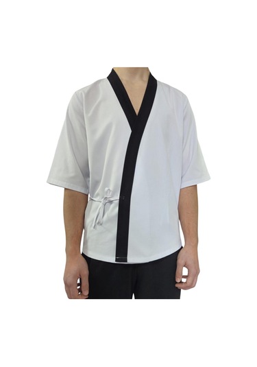 Formteks Sushi Şef Kimono Ceketi Beyaz Siyah Kırmızı