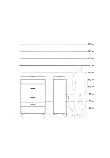 Hyperion Dolap Tek Raflı 3 Çekmeceli 88x44x134 Aytaşı-aytaşı Aytaşı