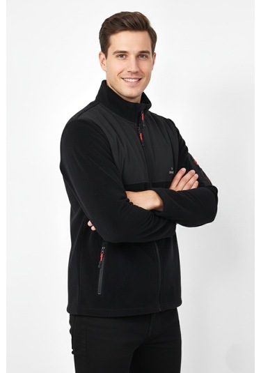 Erkek Büyük Beden Fermuarlı Cepli Polar Ceket 6545 Bgl-st04918 Siyah