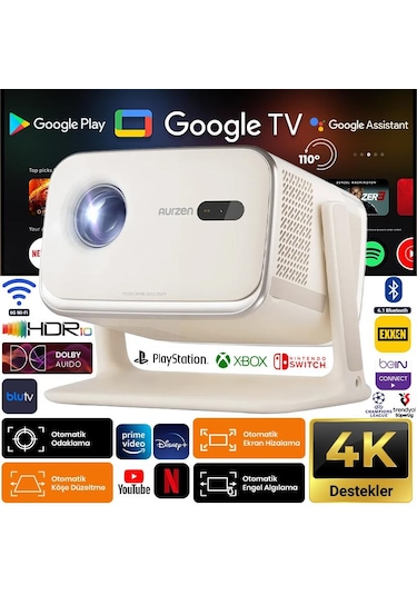 Vankyo Aurzen Boom Mini Android Google TV 4K Destekli Projeksiyon Cihazı