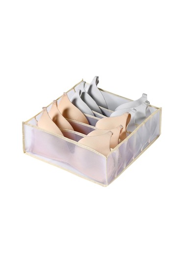 Dolap İçin Bej 6 Bölmeli Dokuma Mayo Organizasyon Kutusu - Giyim Ve Çorapların Düzenlenmesi İçin Diğer Diğer