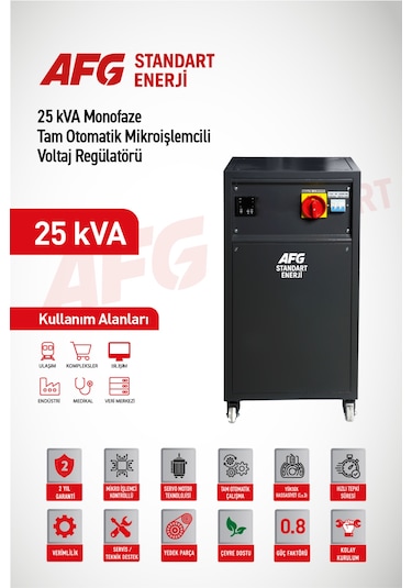 25 Kva Monofaze Tam Otomatik Mikroişlemcili Voltaj Regülatörü