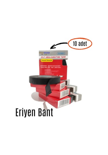 Eriyen Bant Kauçuk Bant Yalıtım Bantı 19mm X 0.80mm X 8mt 10adet