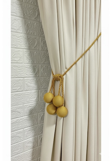 Modern Sarım 4 Toplu Braçol Kornişe Takmatik Ipli Tavan Perde Aksesuarı Gold