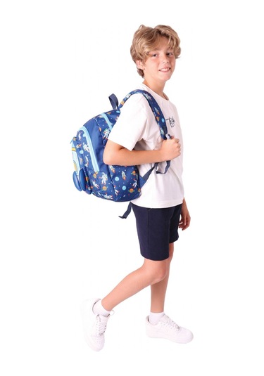 Kaukko Kids Üç Gözlü Erkek Çocuk Okul Sırt Çantası Roket Detaylı - L5260 Lacivert