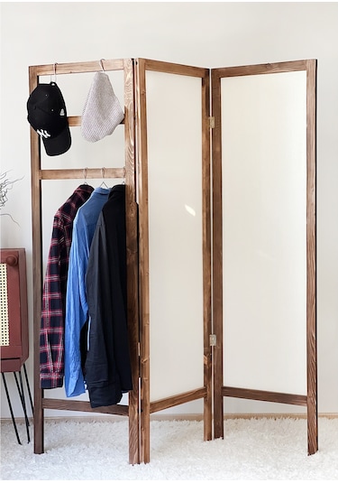 Askılık Paravan Ahşap   Elbise Askısı Kumaş Seperatör 5215