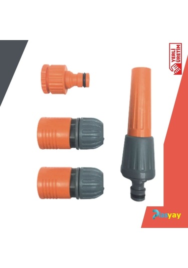 Plasyay Ayarlı Fıskiye Ve Hortum Bağlantı Aparatları 4 Lü Gri Set