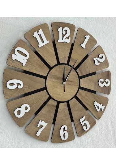 Ümra Lazer Yeşil Dekoratif Ahşap Duvar Saati 40 Cm Sessız Akar Mekanizma Geometrik 40 Cm Yuvarlak Reçine Ahşap