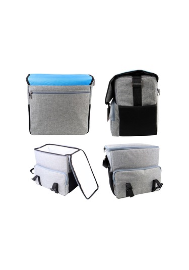 Perlotus Yalıtımlı Termos Piknik Kamp Çantası Büyük Boy 16 Lt Su Geçirmez İki Renkli Gri