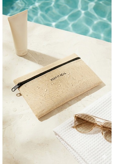 Ocean Home Textile Termal Astarlı Jüt Keten Makyaj Çantası 22 X 14 Cm