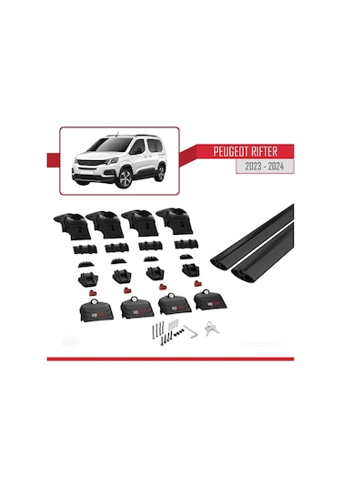 Peugeot Rifter 2024 2025 Model Ace-2 Uyumlu Ara Atkı Tavan Barı Siyah