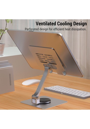 Yunboo 360 Dönebilir Katlanabilir Tablet Standı - Hafif Alüminyum, Soğutma Özellikli, Ayarlanabilir Açılar