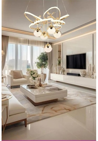 Ey-El Tasarım Modern Sarkıt Led Avize 3 Renk Gold Kaplamalı Gold