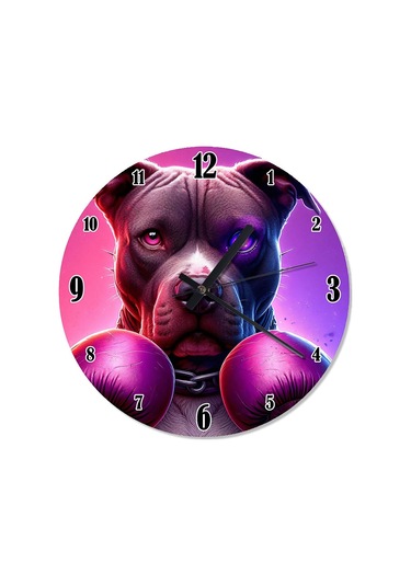 Boksör Pitbull Köpek Akarlı Duvar Saati