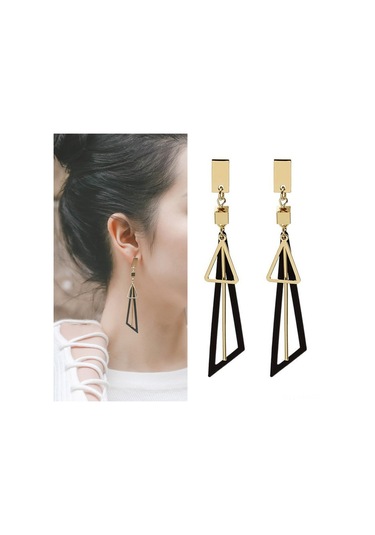 Geeksen "geometrik Yeşil Altın Renkli Küpe - Şık Ve Hafif Aksesuar" Gold