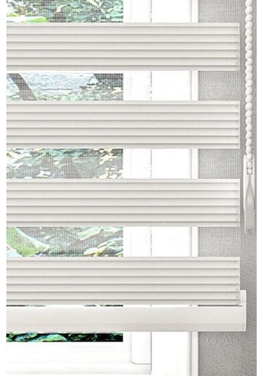 Ekru Dar Piliseli Zebra Perde Ekru