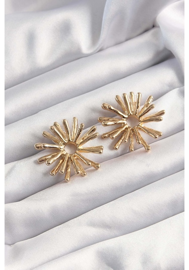 Gold Renk Kemik Model Küpe - Ebj241123w28285 Bakır