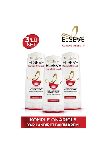 Elseve Komple Onarıcı 5 Yapılandırıcı Bakım Kremi 3 x 390 ML