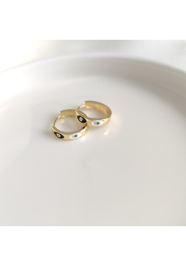 İthal Çift Taraflı Mineli Göz 15 Mm Halka Gümüş Küpe Beyaz