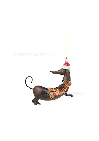 Ranyeek Kınalı Köpek Figürlü Akrilik Noel Ağacı Süsü - Ev Dekorasyonu Partisi Askı Jy-4