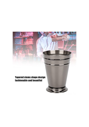 Xindoker 400ml 304 Paslanmaz Çelik Buzlu Kokteyl Bardak, Konik Saplı, Siyah, Dayanıklı, Kolay Temizlenir, Parlak Yüzey