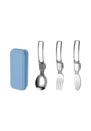 Besthome1 3 Parça Taşınabilir Kamp Seti, Gümüş Renkli Çatal Bıçak Kaşık Gümüş