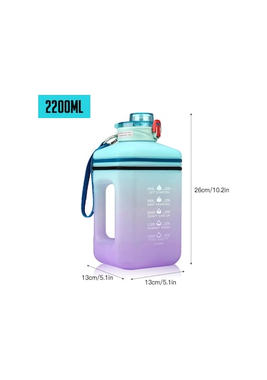 Teltree "2.2l Sporcu Su Şişesi - Zaman Göstergeli Ve Motivasyon Sözleriyle" Siyah