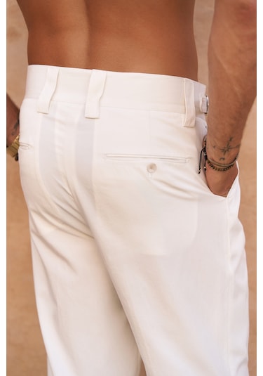 Enrico Kemer Detay Ekru Erkek Pantolon Ekru