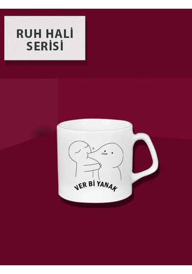 Ruh Hali Serisi Komik Yazılı Tasarım Bardak, Hediye Kupa Bardak Açık Kahverengi