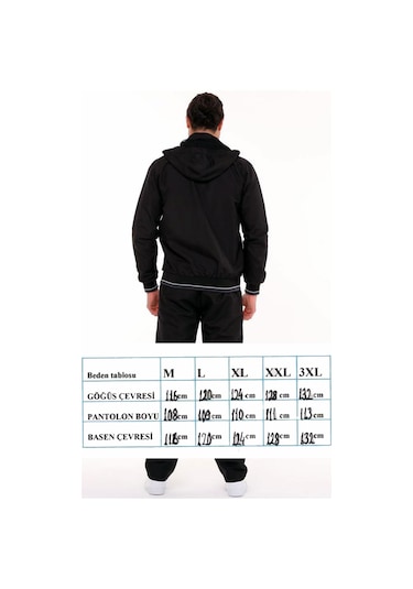 Enrico Ferry Siyah Erkek Mıcropoly İçi Polarlı Eşofman Takım 2597 Siyah