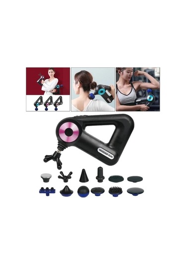 Gül Kırmızı Taşınabilir Elektrikli Masaj Tabancası Vücut Kas Masajı Rahatlatıcı Bacaklar Geri Boyun Ev Ofis Spor Salonu Için 12 Mod Kas Masaj Kafaları Ig36ra Çok Renkli