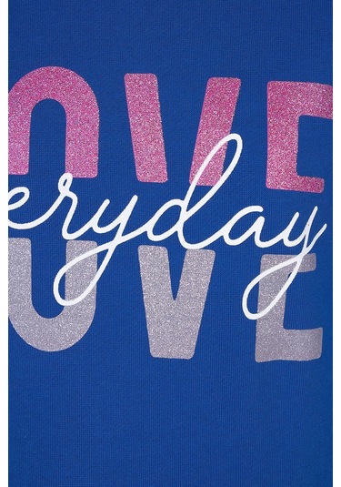 Brz Kids Love Baskılı Kız Çocuk Sweatshirt-saks Mavisi Saks Mavi