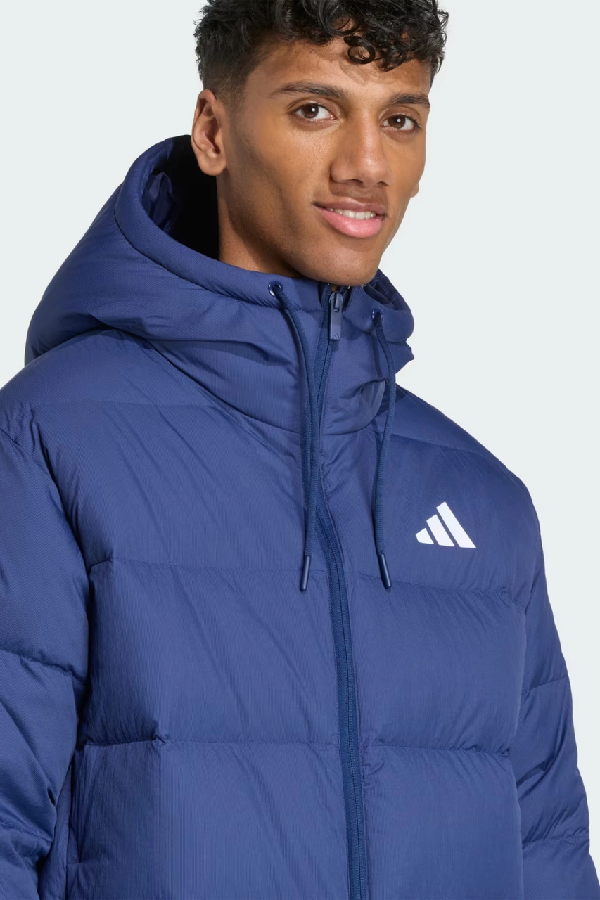 Adidas Erkek Mavi Mont Essentials Climawarm 3-stripes Puffer Down Mavi