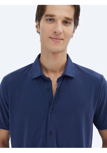 Kip İndigo Düz Regular Fit Casual Gömlek İndigo