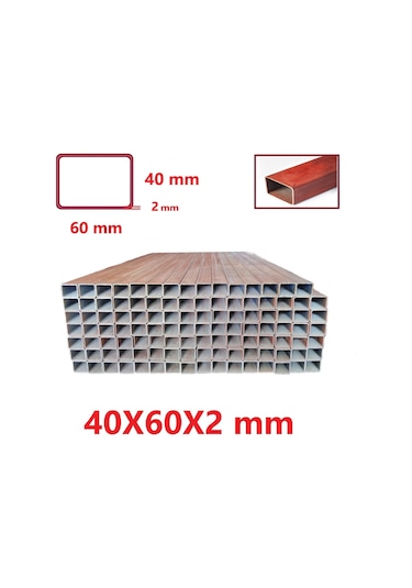 Boyalı 2mt 40 X 60 X 2 Mm Kutu Profil Boru Metal 40x60x2 Demir