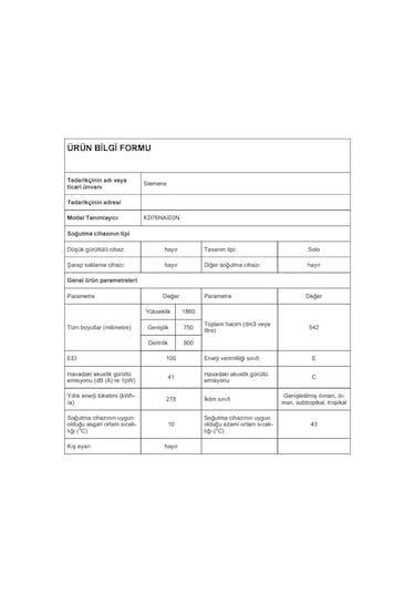 Siemens KD76NAIE0N 542 LT No-Frost Çift Kapılı Buzdolabı