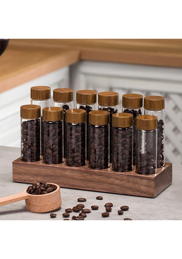 12 Adet Tek Doz Kahve Çekirdeği Depolama Tüpleri Borosilikat Kahverengi Kahverengi