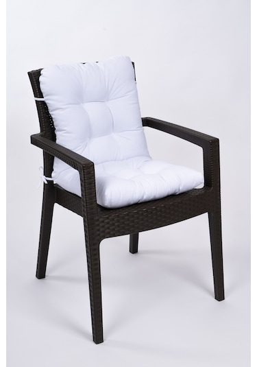 Altınpamuk Neva Pofidik Arkalıklı Özel Dikiş Sandalye Minderi Beyaz