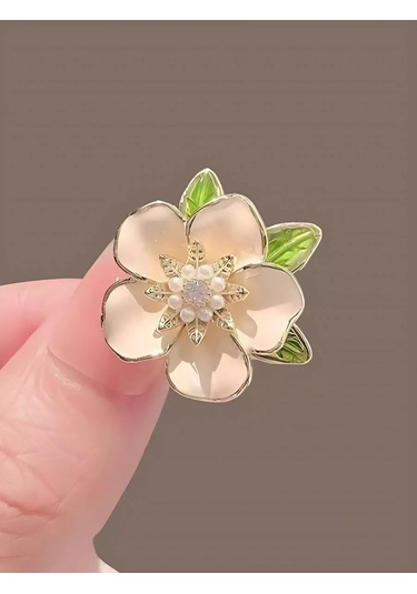 Bijoubijou Kadın Broşları 2'li Paket Çiçek 250613480 Altın Rengi