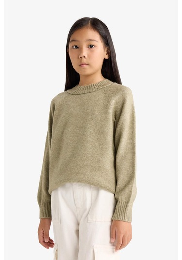 Defacto Kız Çocuk Bisiklet Yaka Triko Kazak F2755a825wngn1110 Yeşil