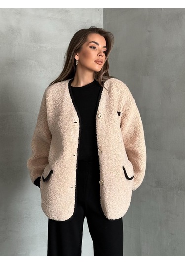 Taş Oakland Şerit Detaylı Bürümcük Ceket Taş