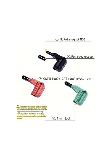 Xuweiwei 5pcs Manyetik Test Probu 4mm Muz Banan Renkli Kırmızı Siyah Mavi Yeşil Sarı Dijital Multimetreler İçin