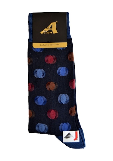 A Classe Kayan Puantiye Desenli Lacivert Erkek Çorap Lacivert