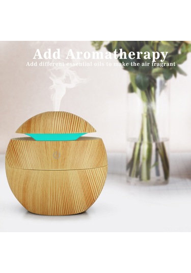 Samdoo 130ml Usb Nemlendirici Aromaterapi Makinesi 7 Renkli Led Işıklı Orman Ahsap Desenli Ev Ofis Odası Kullanıma Uygun