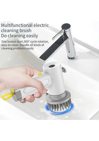 Sones Çok İşlevli El Tipi Kablosuz Elektrikli Temizleme Fırçası Fildişi Beyazı