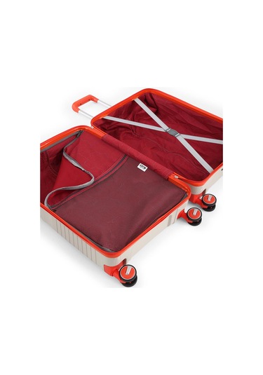 Ççs 5239 Polipropilen Büyük Boy Valiz Beyaz-turuncu Beyaz - Turuncu