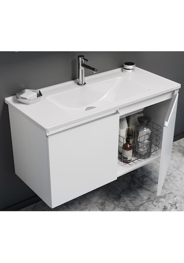 Orka Terme 100 Cm Mdf Kaşmir Taş Banyo Dolabı Takımı Ve Boy Dolab Çok Renkli